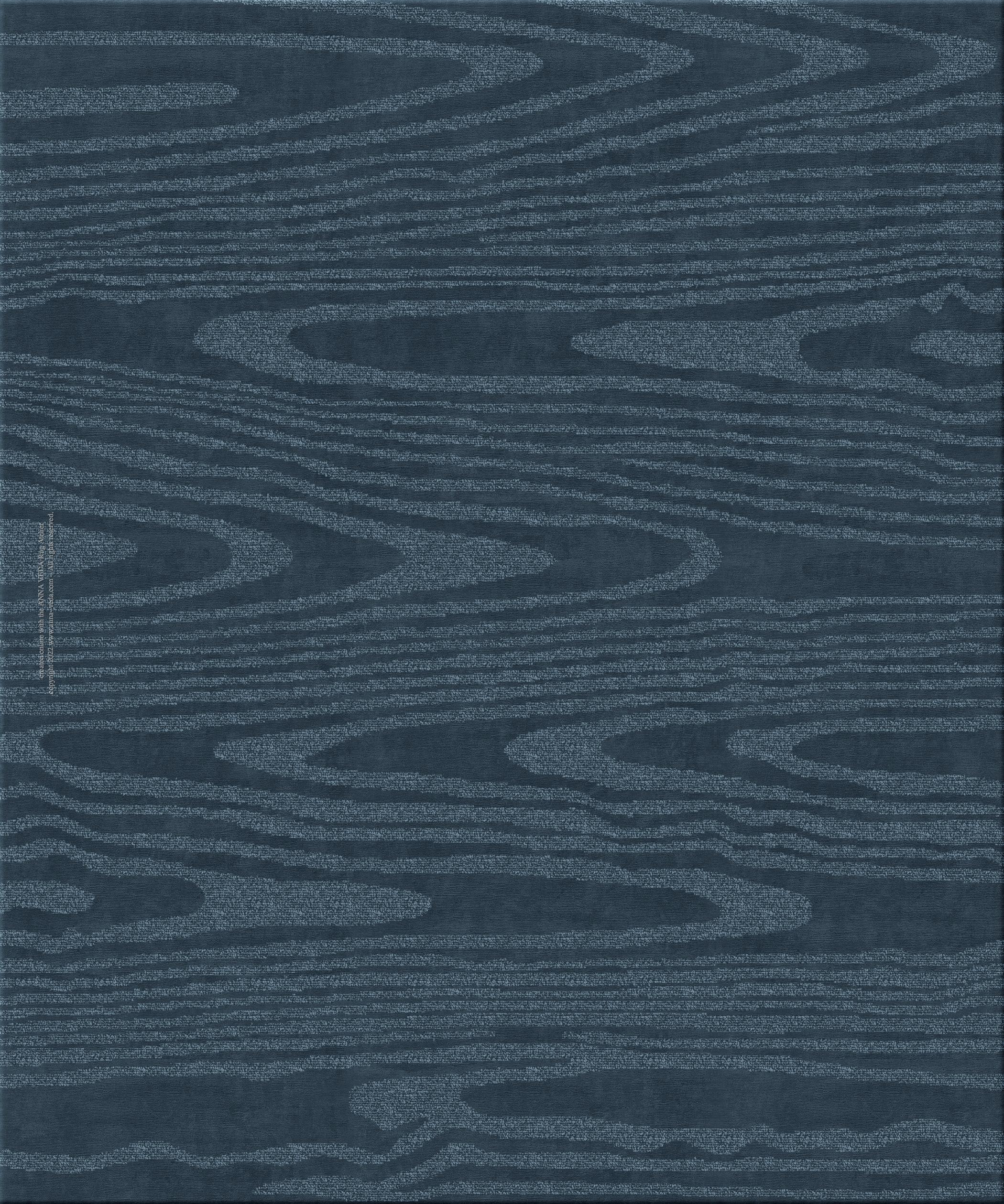 customisable art deco area rug 4910 Oxford Blue ( dark pale greyish blue  black ) custom size by ANNA VEDA